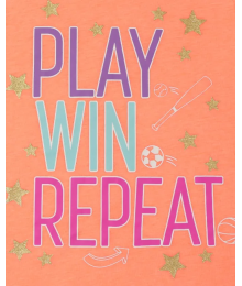 Childrens Place Orange Play Win Repeat Graphic Tee